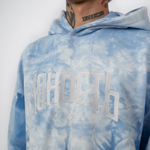 Худи оверсайз ЮНОСТЬ™ «Агенда» лого вышивка - Tie-Dye 400г