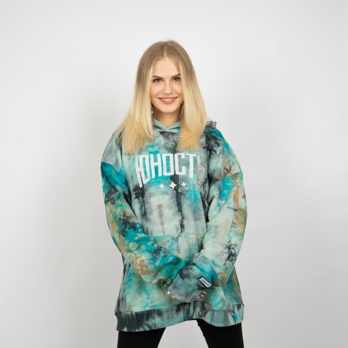 Худи оверсайз ЮНОСТЬ™ «Агенда» лого вышивка - Tie-Dye 400г